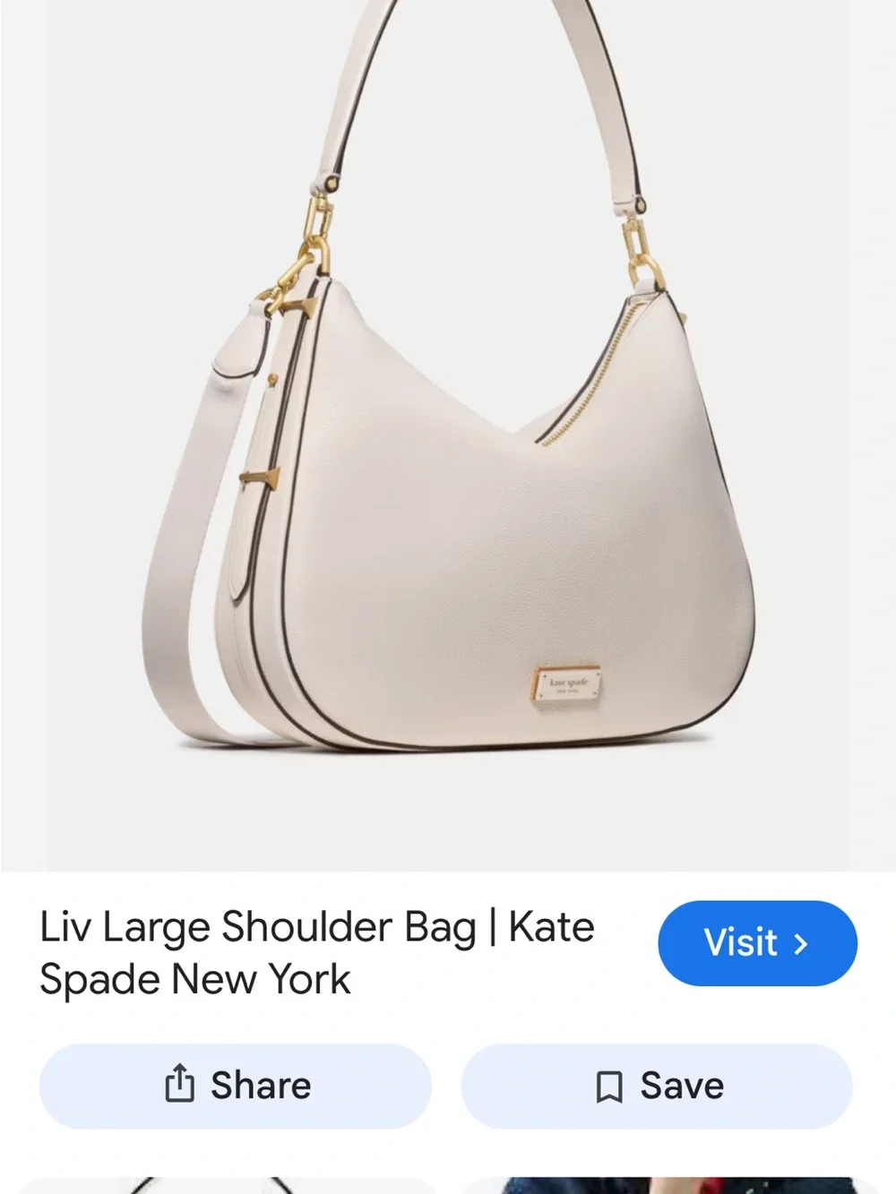 Kate Spade Liv Large Shoulder Bag- Ivory- Like New + Dust Bag